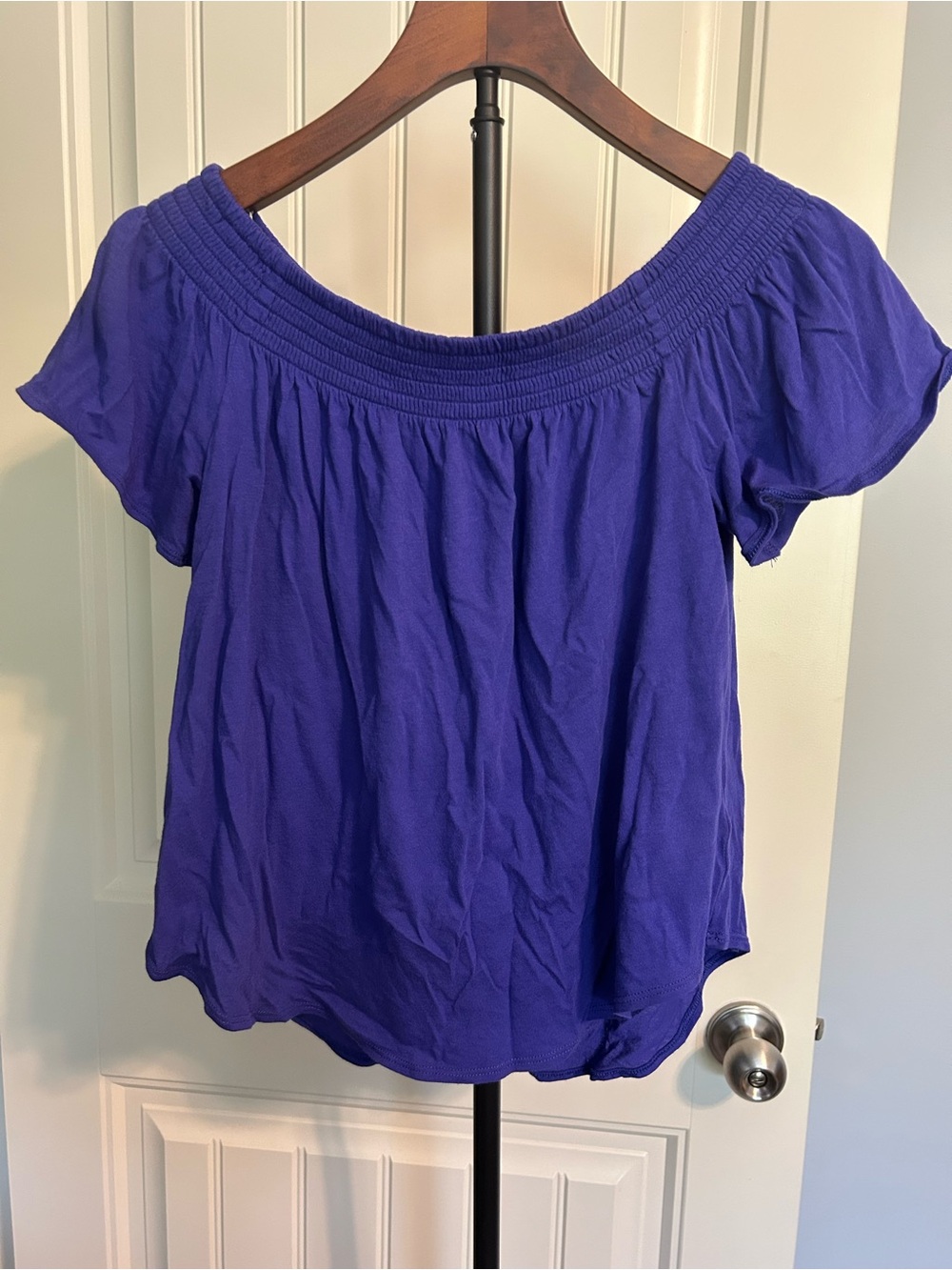 Express Women’s Off-Shoulder Top in Royal Purple